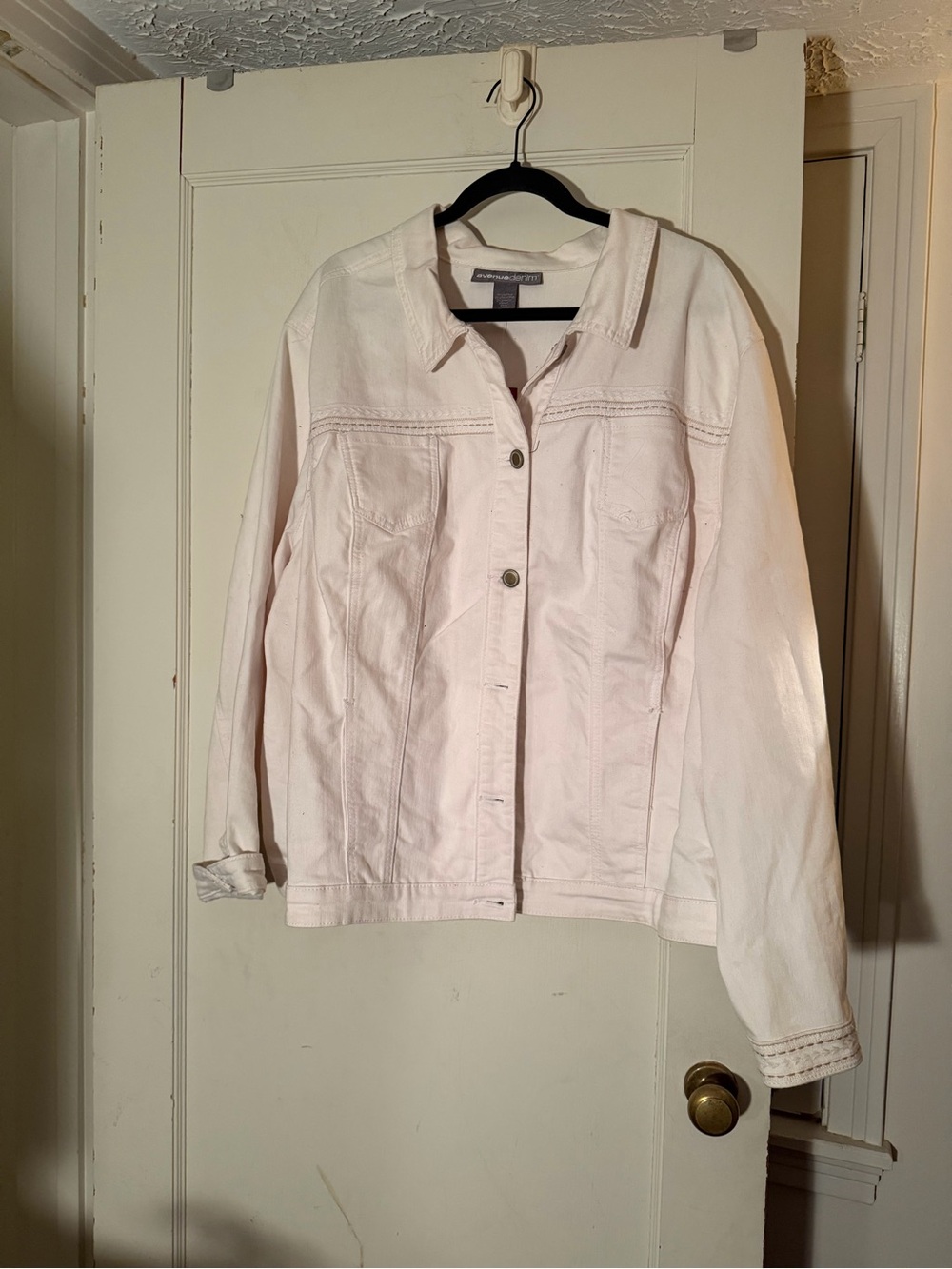 Women's white Denim Jacket - Classic Button-Front Jean Coat